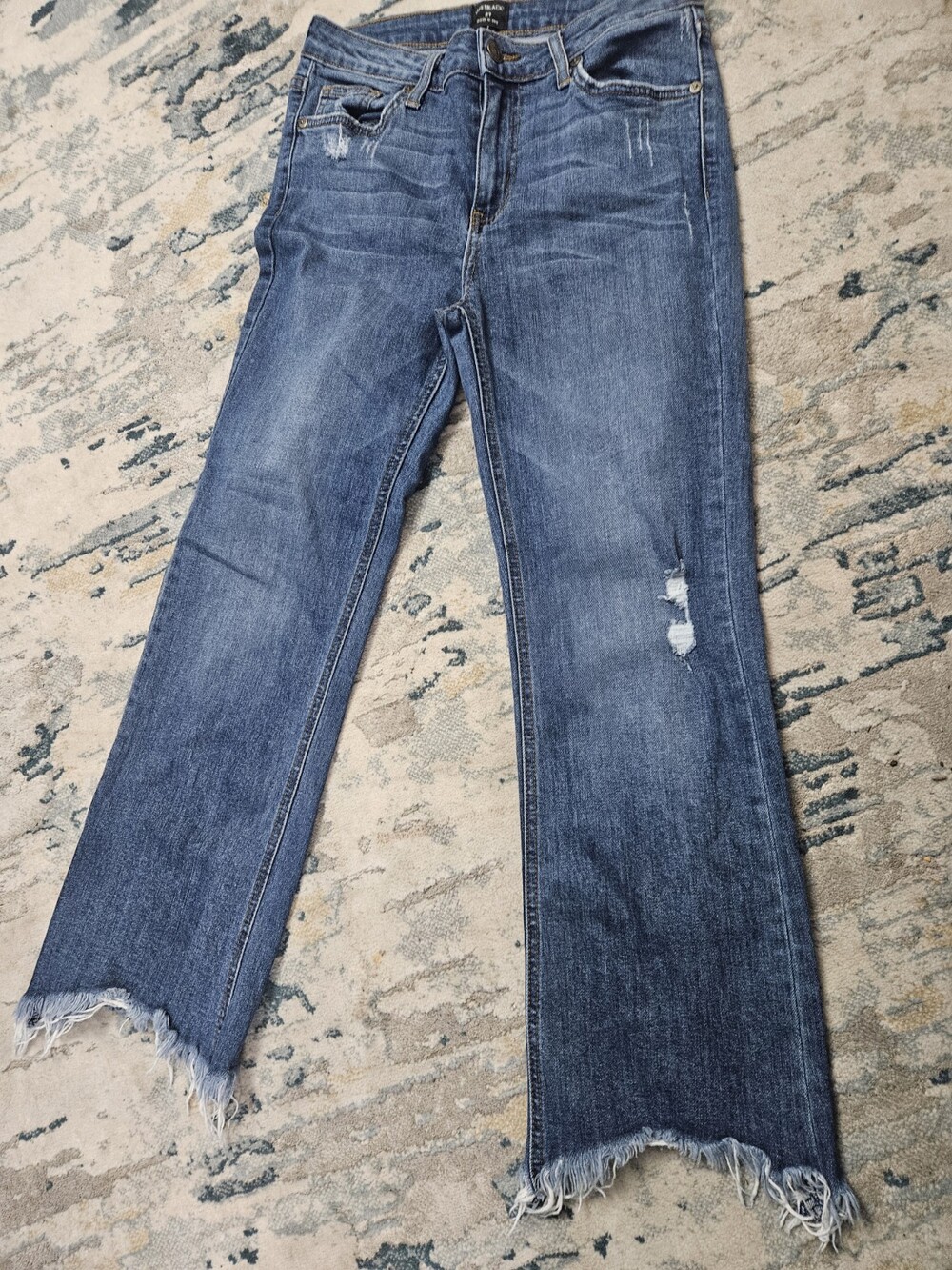 Just Black Denim Women's Dark Wash High Rise Raw Frayed Hem Jeans Sz 27
